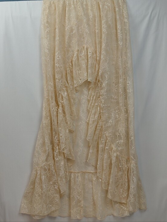 Peppermayo Dresses & Skirts - Peppermayo Sheer Maxi Skirt Size S/M Cream Lace Ruffle